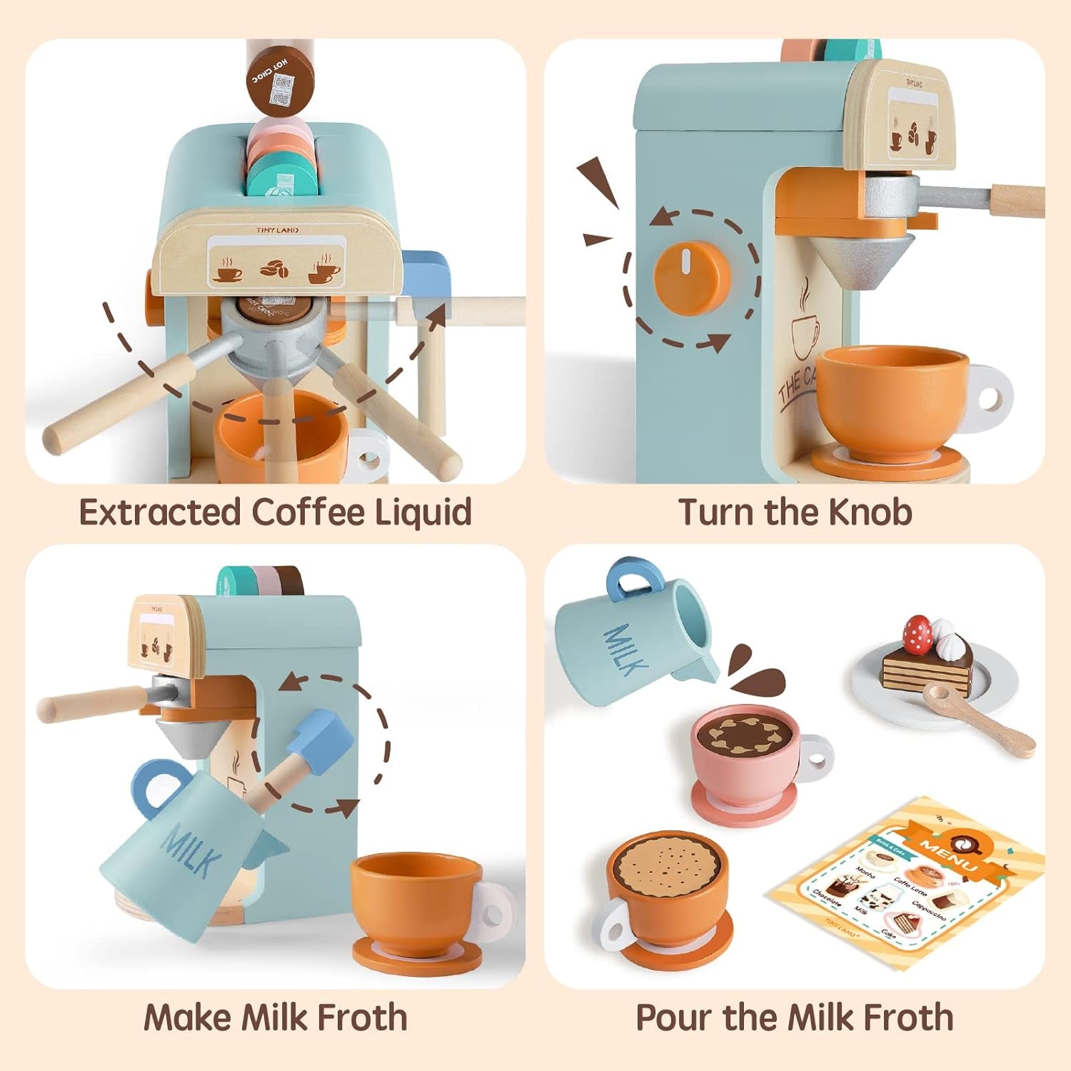Kids Wooden Coffee Maker Set