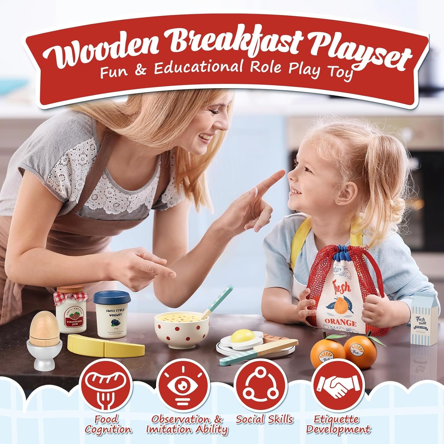 Lehoo Castle Wooden Breakfast Play Set
