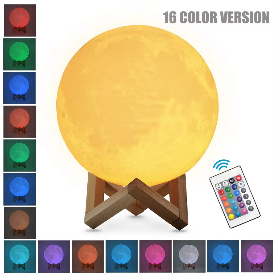 Rechargeable Moon Lamp LED Night Light Creative Touch Switch Moon Light for Bedroom Decoration