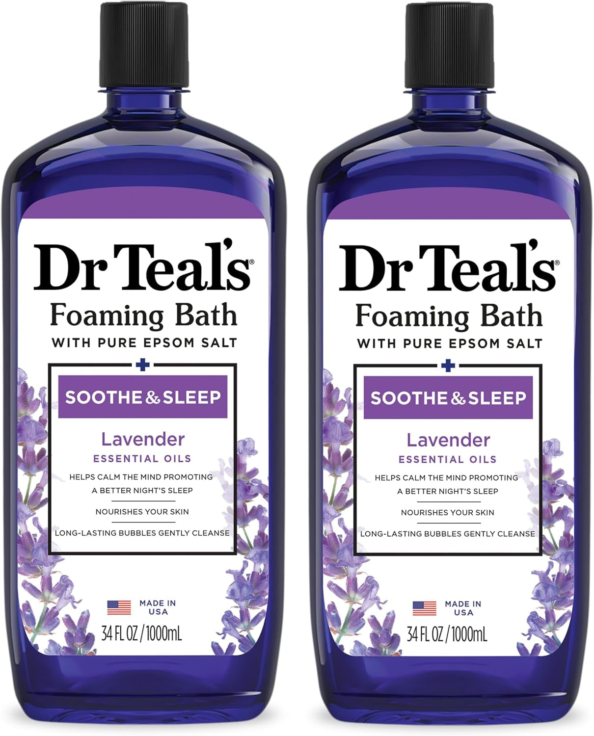 Pure Epsom Salt, Soothe & Sleep with Lavender, 34 Fl Oz (Pack of 2)