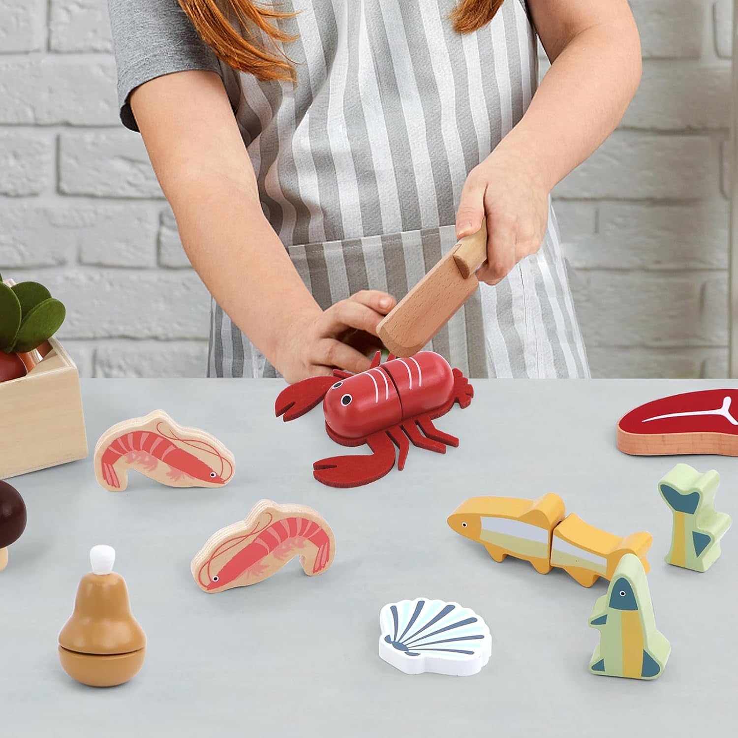 Wooden Seafood Play Food Set