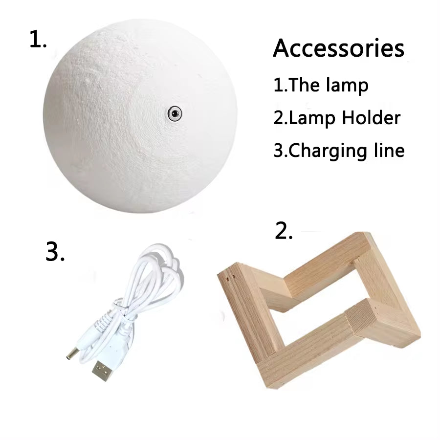 Rechargeable Moon Lamp LED Night Light Creative Touch Switch Moon Light for Bedroom Decoration