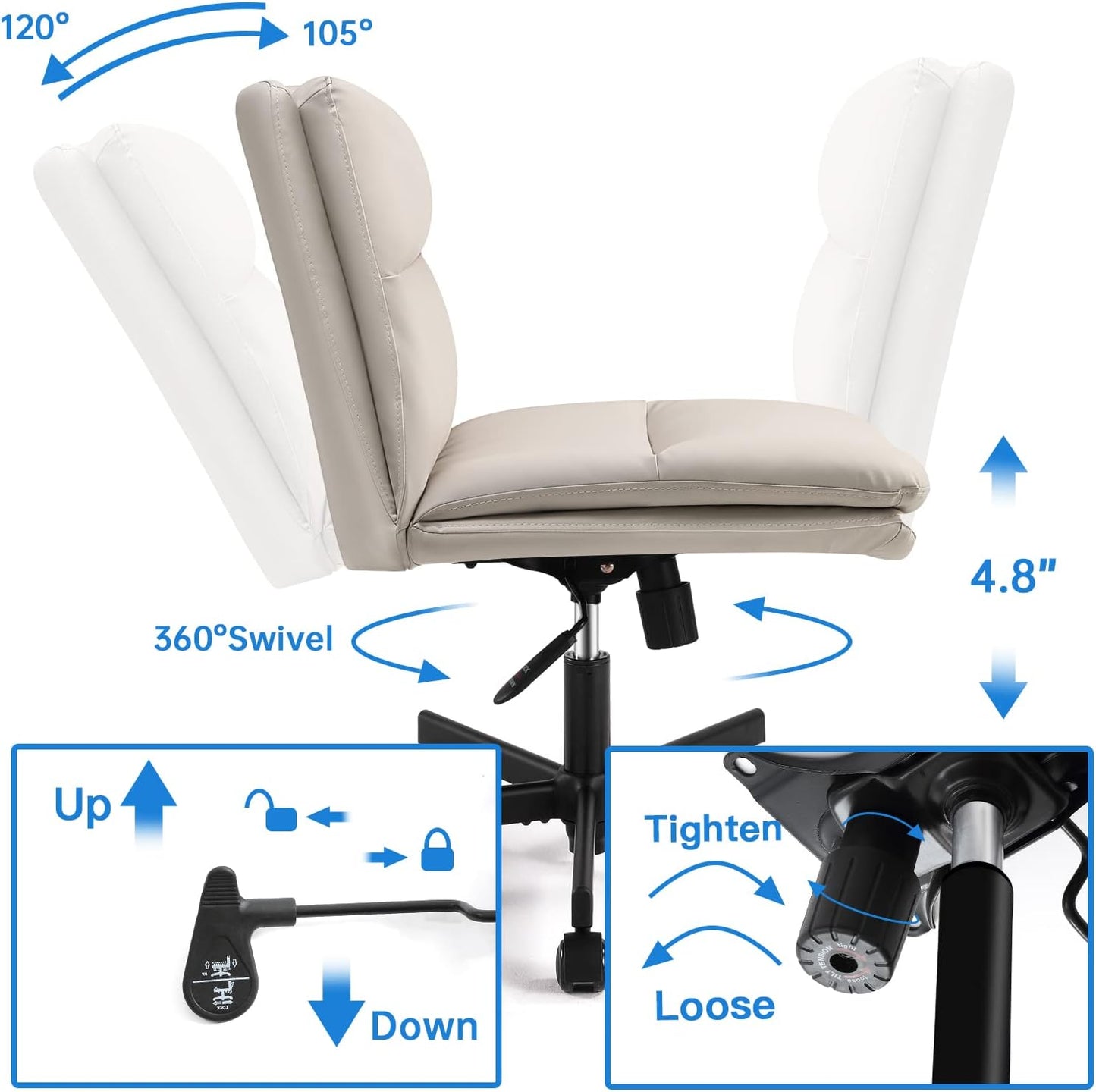 Criss Cross Armless Office Chair with Wheels