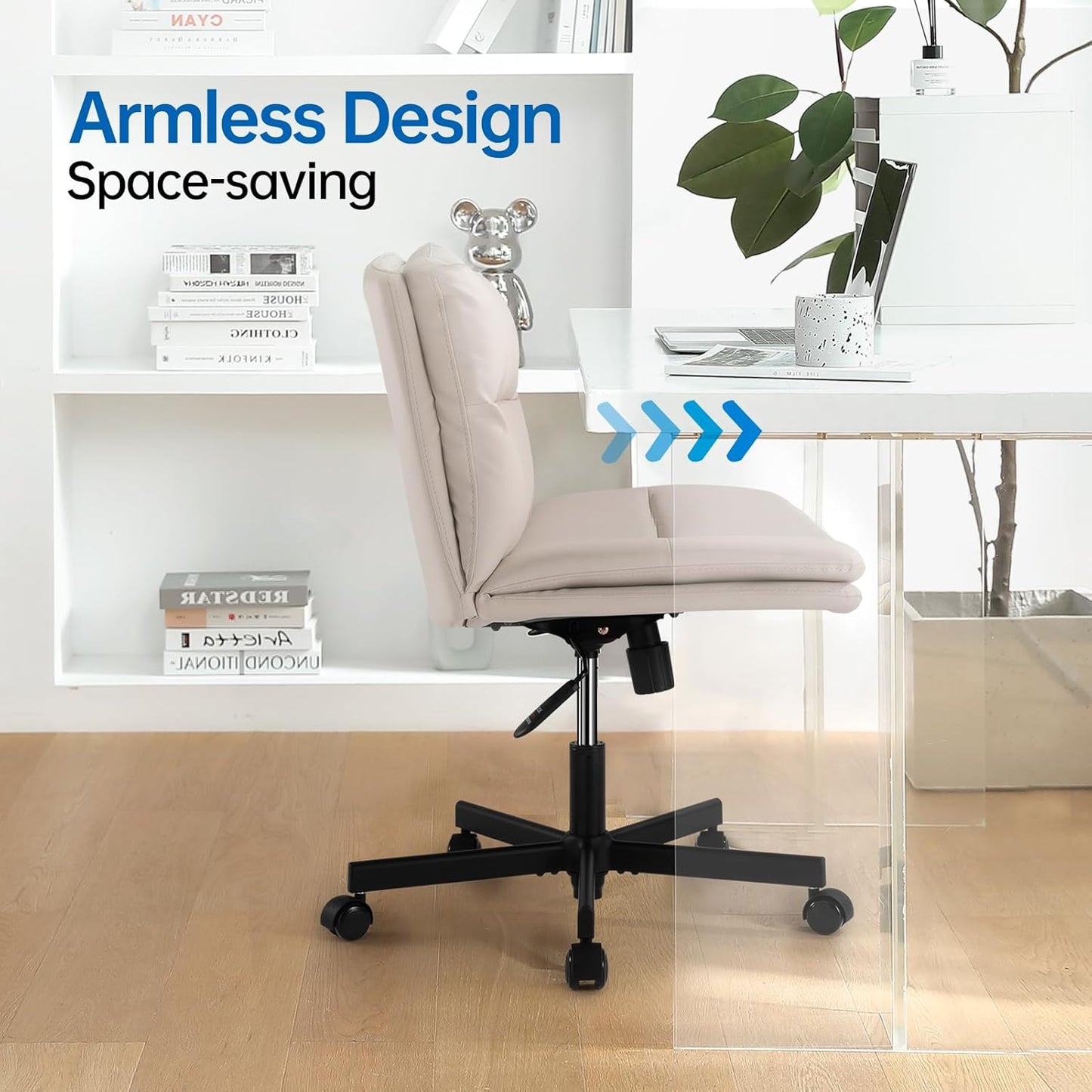 Criss Cross Armless Office Chair with Wheels