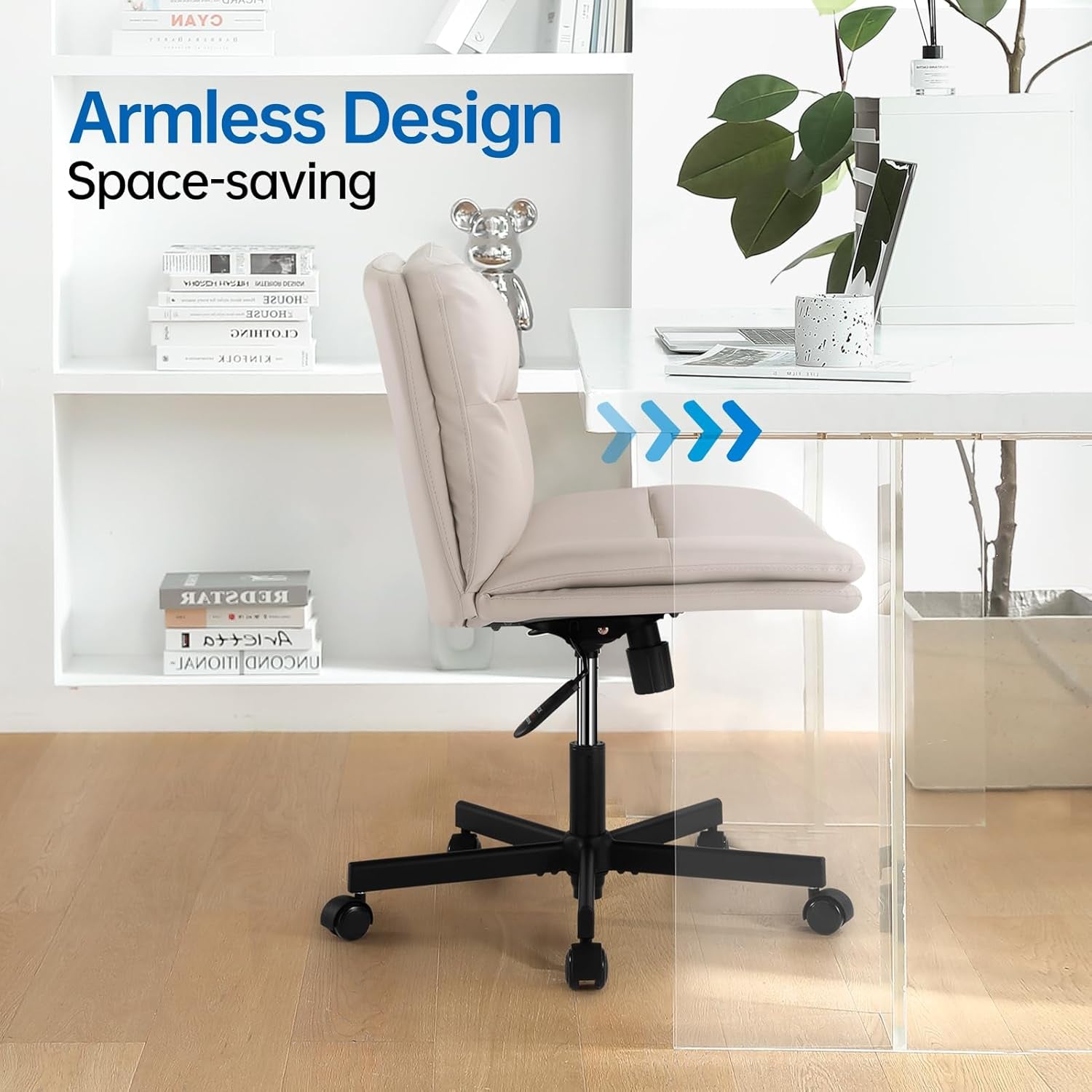 Criss Cross Armless Office Chair with Wheels