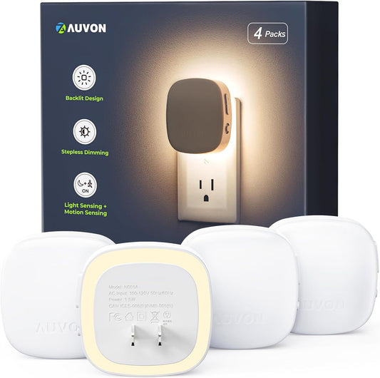 AUVON Backlit LED Night Lights – 4 Pack