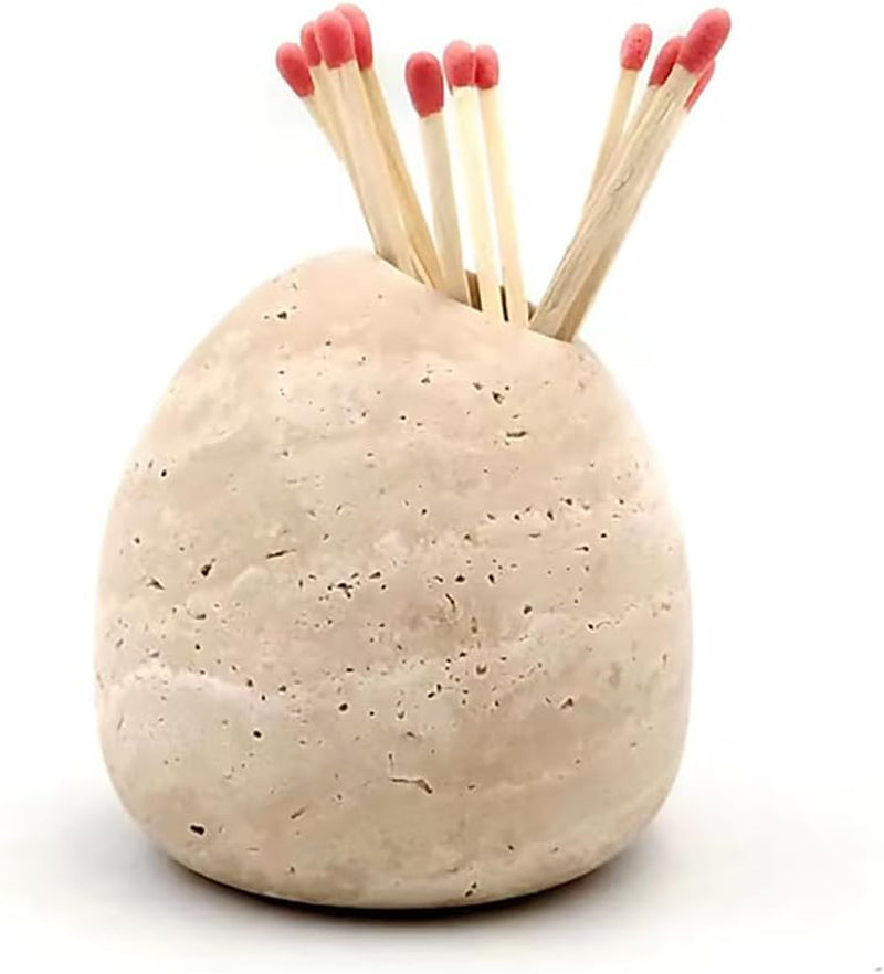 Travertine Match Holder