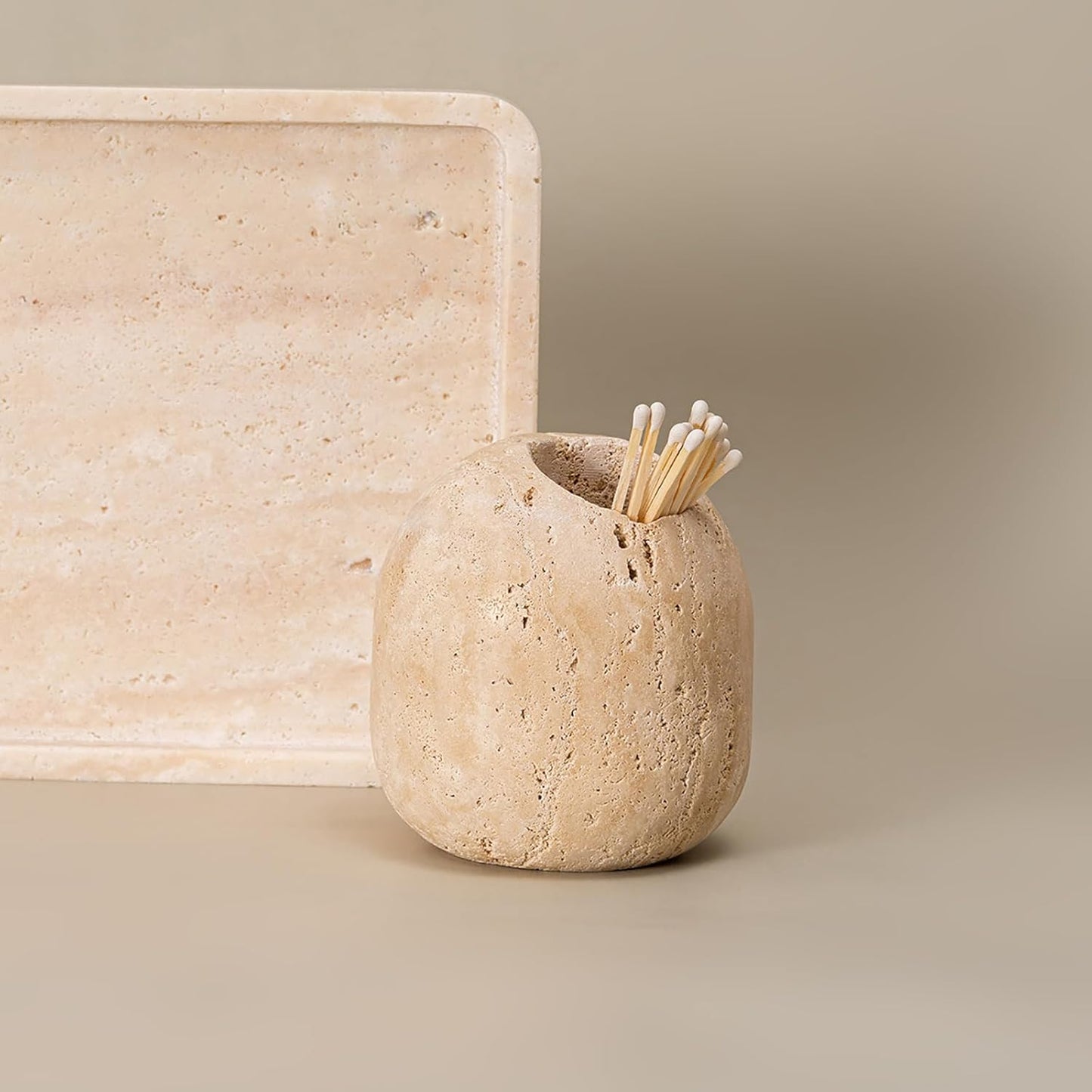 Travertine Match Holder