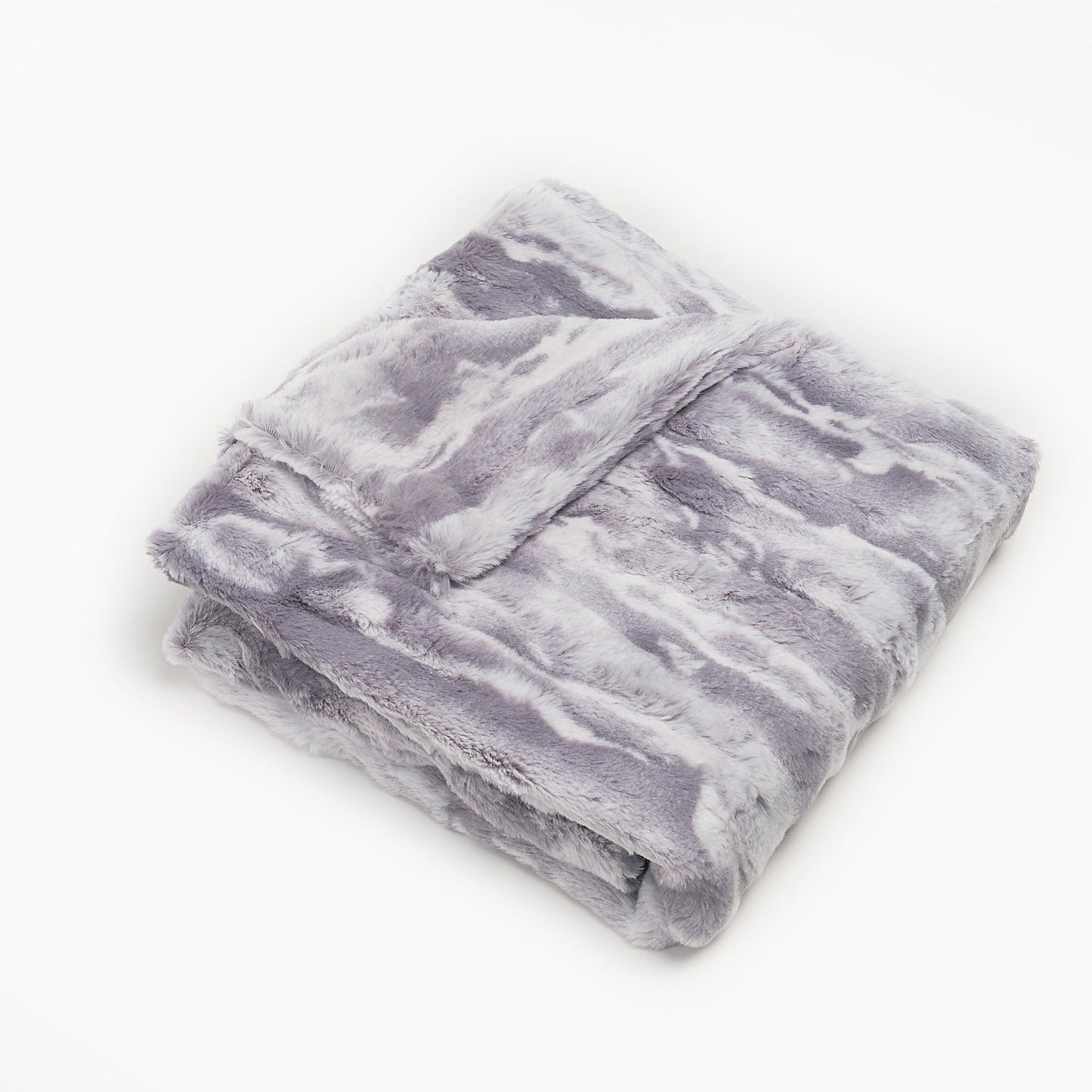 Kids Super Soft Marble Grey Fur Blanket