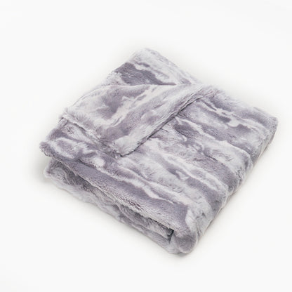 Kids Super Soft Marble Grey Fur Blanket