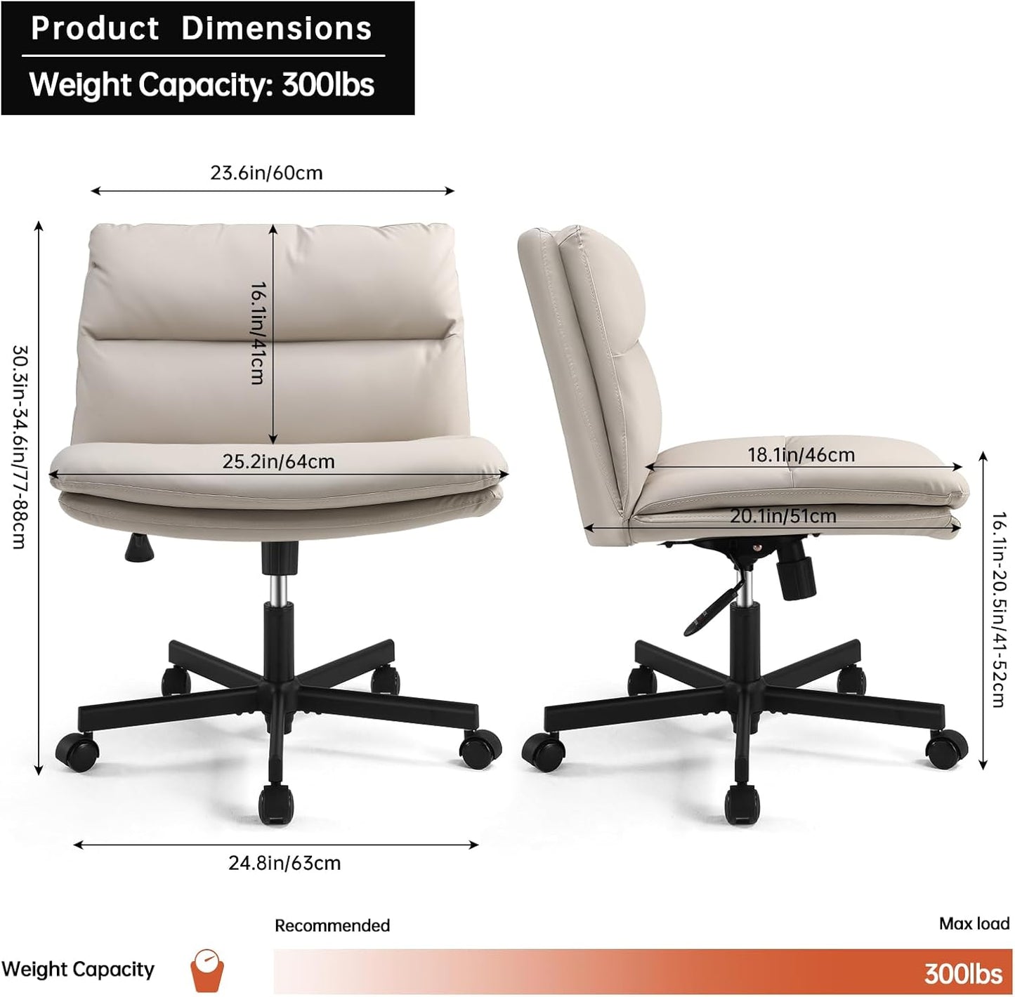 Criss Cross Armless Office Chair with Wheels