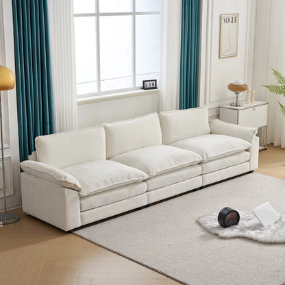 Modern Chenille Sofa with Chaise – Double Layer Cushions for Ultimate Comfort