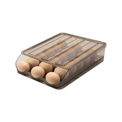 Homewinner Automatic Rolling Egg Holder for Fridge Eco-Friendly Clear Plastic Dispenser Stackable Organizer with Lid Holds up to 18 Eggs Bpa-Free
