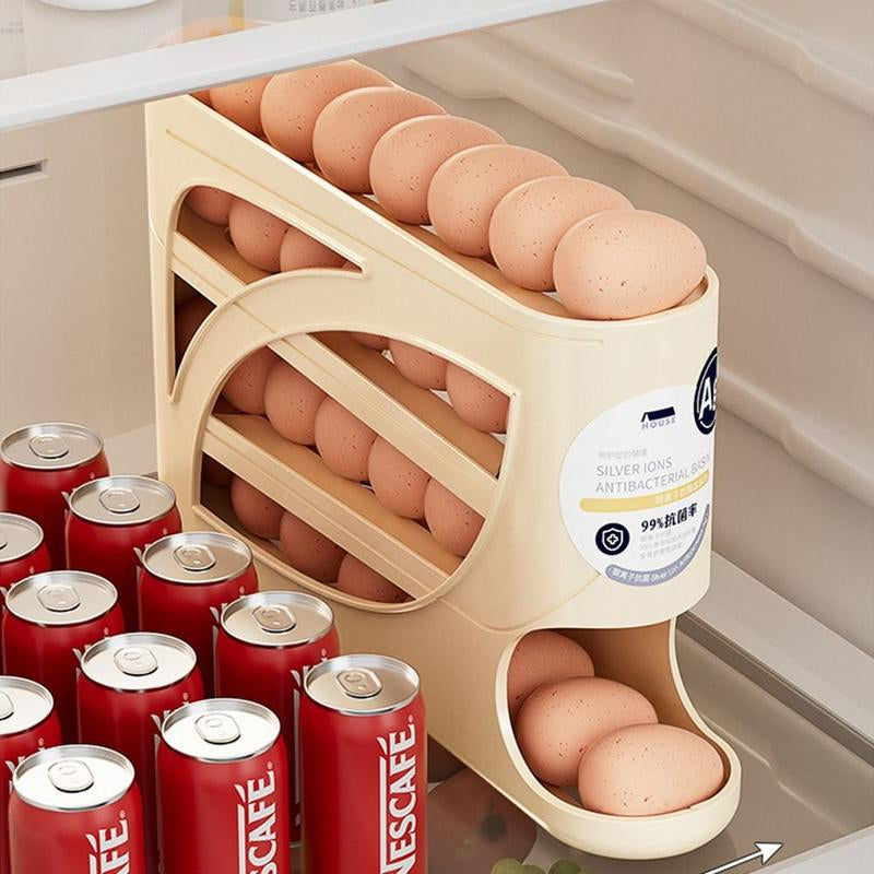 Maximize Your Fridge Space with the Four-Tier Plastic Automatic Egg Roller! 🥚✨