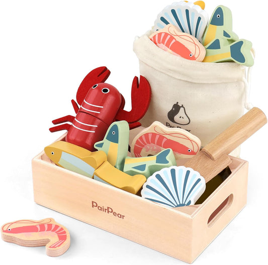 Wooden Seafood Play Food Set