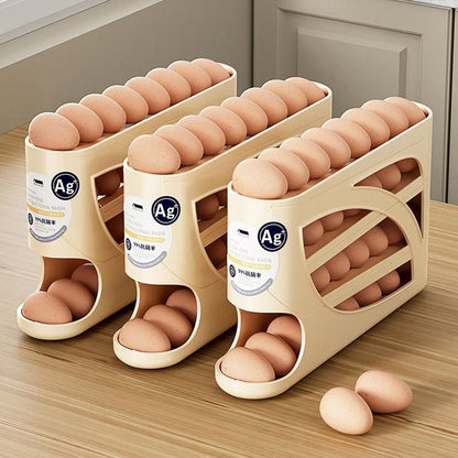 Maximize Your Fridge Space with the Four-Tier Plastic Automatic Egg Roller! 🥚✨