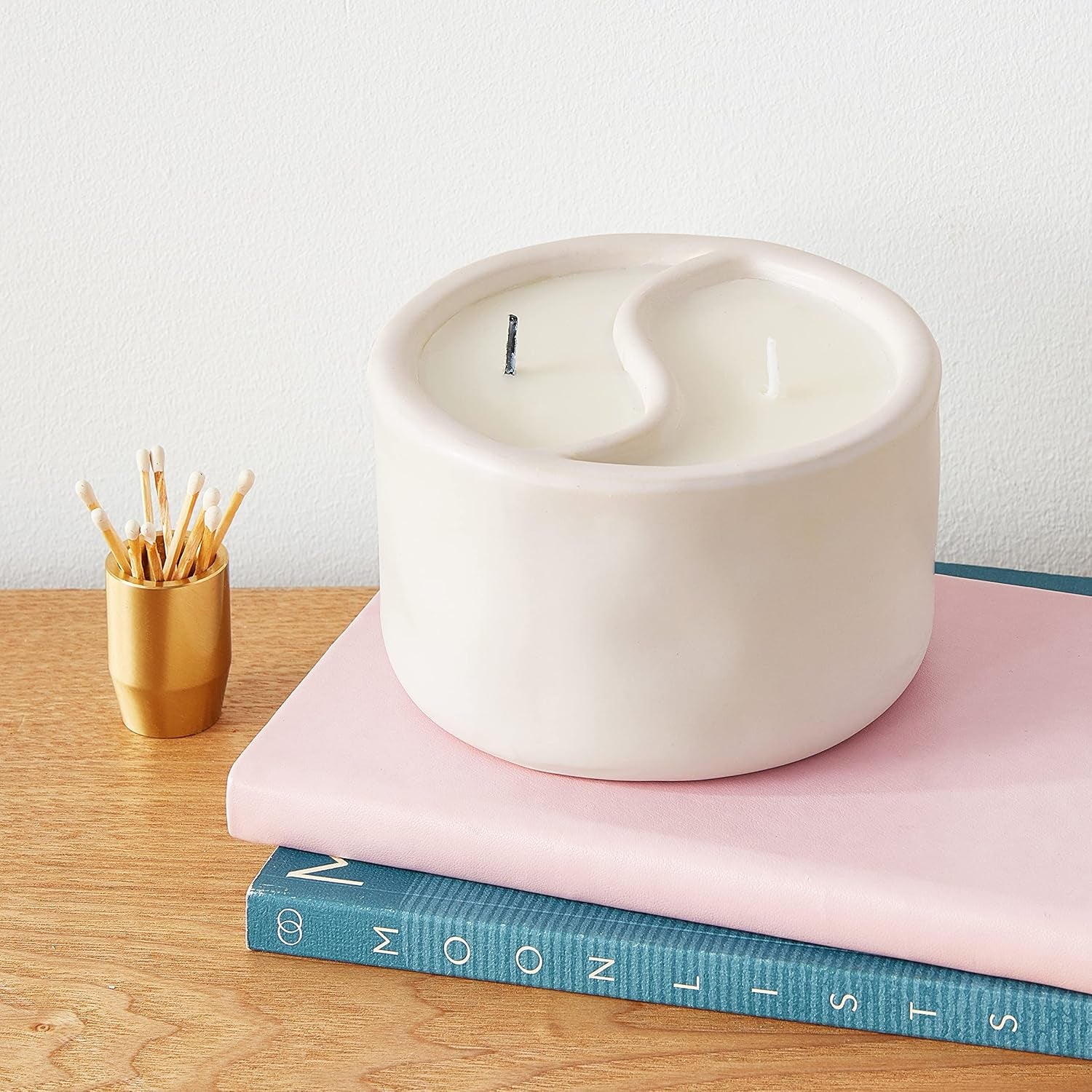 Candles YY1004Z Yin & Yang Collection Scented Candle, 11-Ounce, White - Black Salt | Teakwood