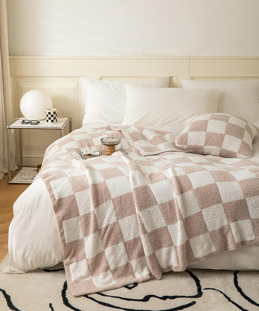 Ultra-Soft Microfiber Checkered Throw Blanket