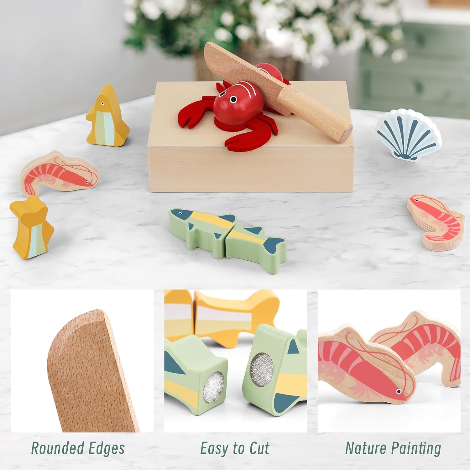 Wooden Seafood Play Food Set