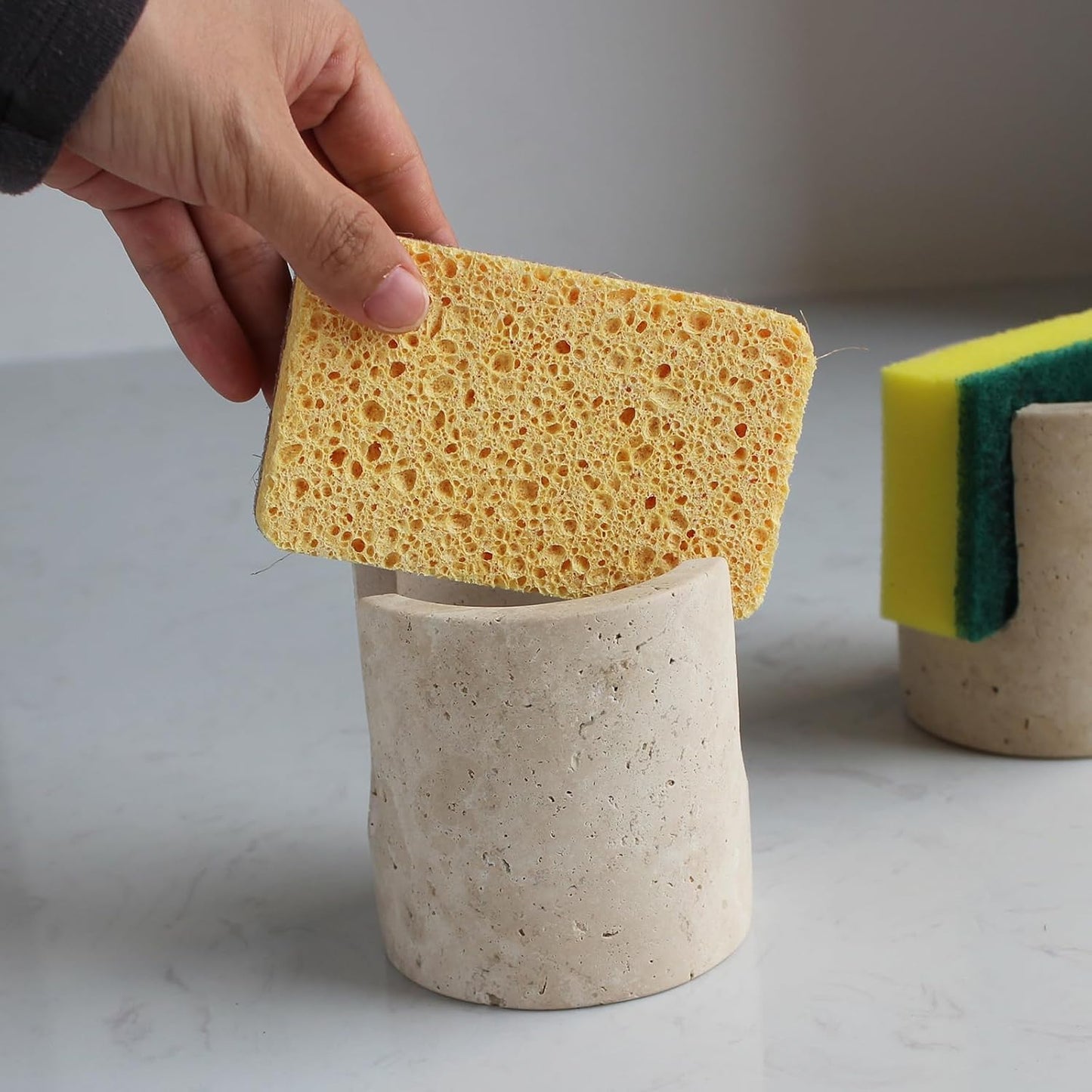 Natural Travertine Sponge Holder