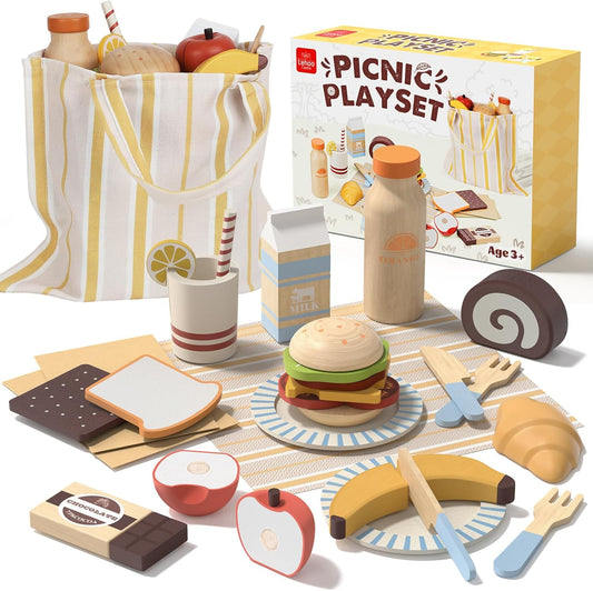  Lehoo Castle Wooden Picnic Play Food Set