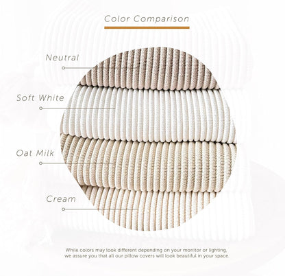 Lumi Living 18x18” Ribbed Cotton Pillow Cover – Butter Cream with Tassels