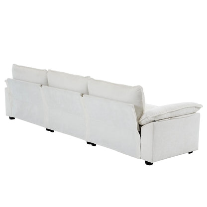 Modern Chenille Sofa with Chaise – Double Layer Cushions for Ultimate Comfort