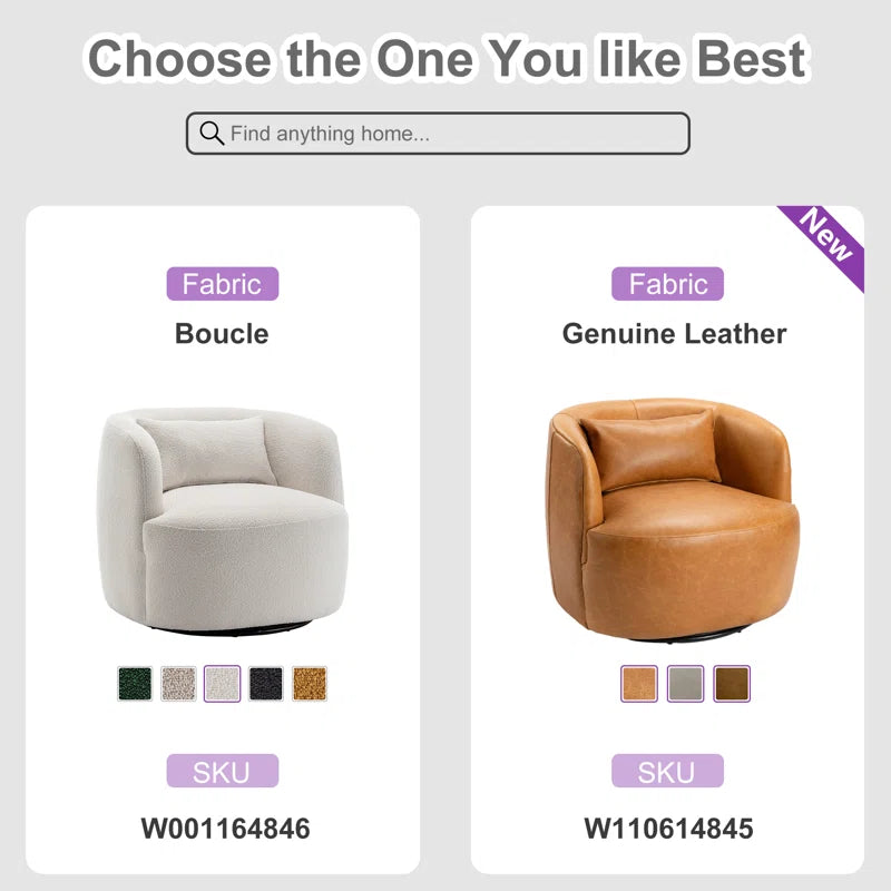 Sydney 34" Wide Boucle Upholstered Swivel Armchair