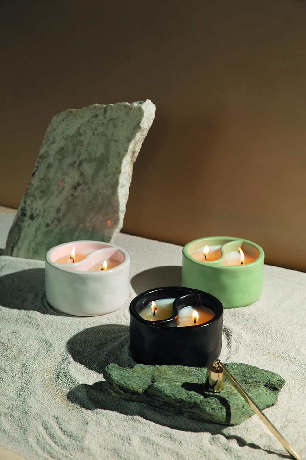 Candles YY1004Z Yin & Yang Collection Scented Candle, 11-Ounce, White - Black Salt | Teakwood