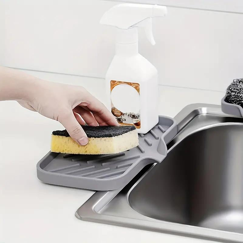 Versatile Silicone Kitchen Sponge Holder - Sink Pad & Drain Storage Tray for Sponges and Soap Bars