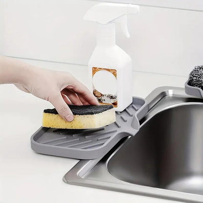 Versatile Silicone Kitchen Sponge Holder - Sink Pad & Drain Storage Tray for Sponges and Soap Bars