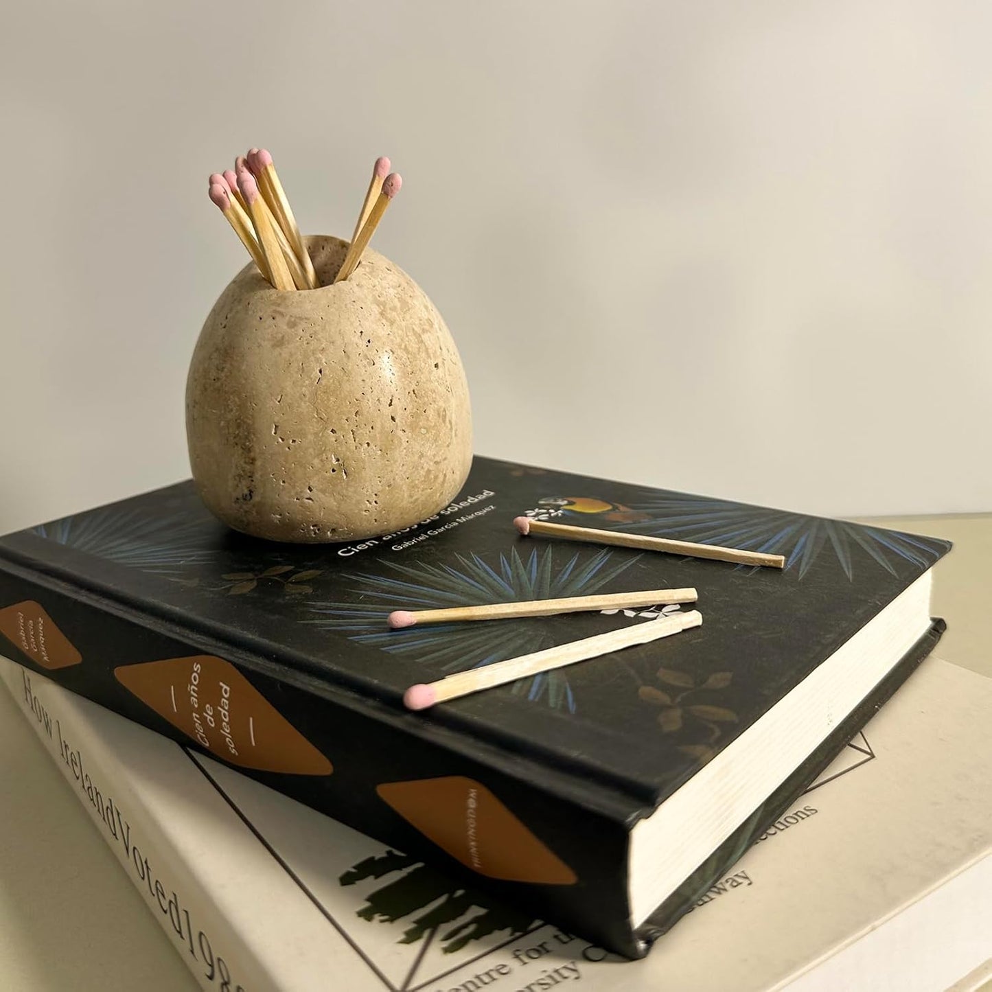 Travertine Match Holder