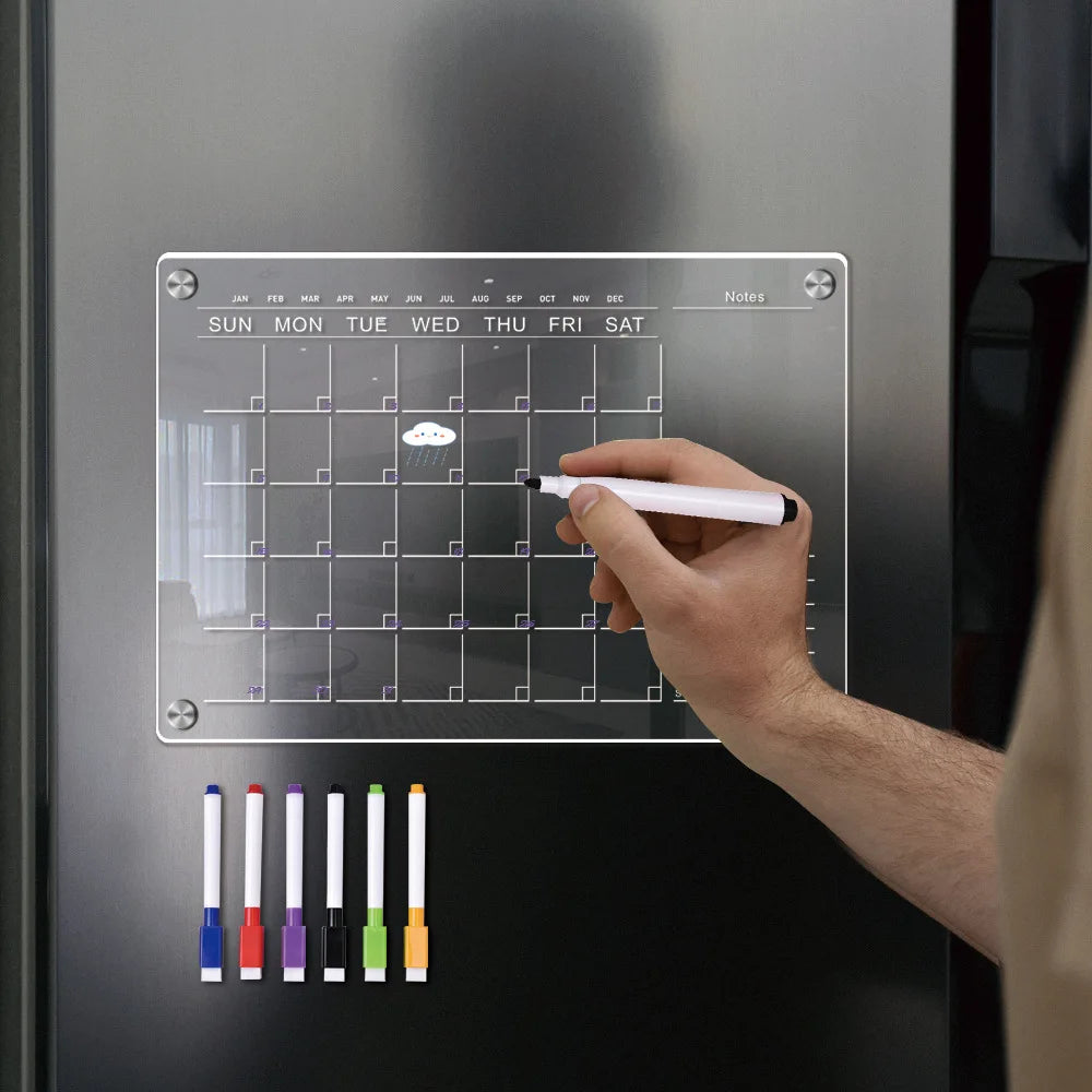 Fridge Magnet Sticker Calendar Weekly Planner Message Boards Reusable Dry Erase Board Schedule Transparent Fridge Message Menu