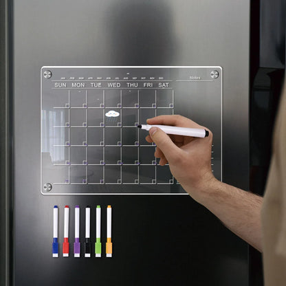 Fridge Magnet Sticker Calendar Weekly Planner Message Boards Reusable Dry Erase Board Schedule Transparent Fridge Message Menu