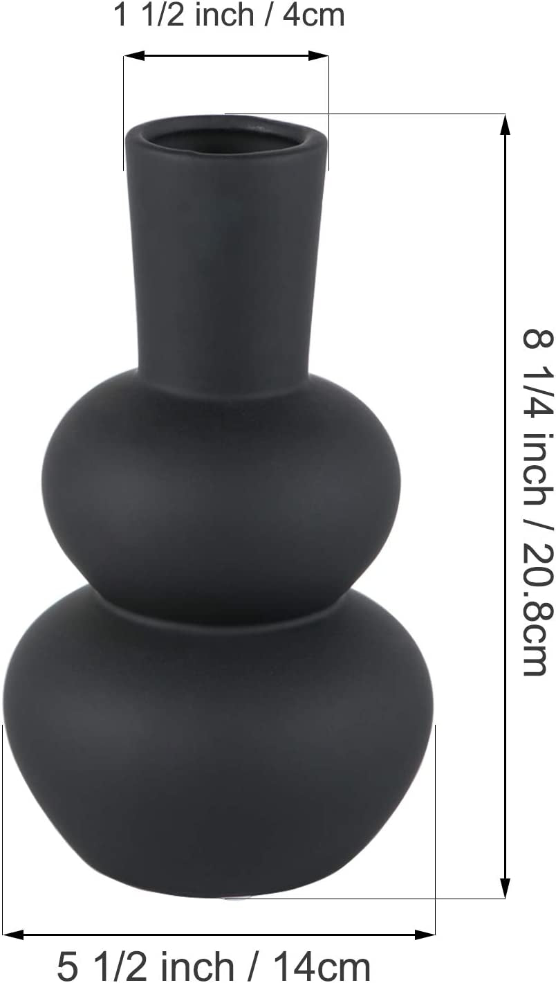 Modern Black Ceramic Flower Vase – Soft Touch Rubber Glaze Finish