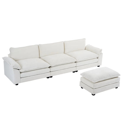 Modern Chenille Sofa with Chaise – Double Layer Cushions for Ultimate Comfort
