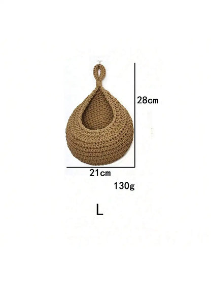 Wall Decor Hanging Basket, Bohemian Woven Basket Planting Planter Container Teardrop Shape Suitable for Vegetables and Fruits