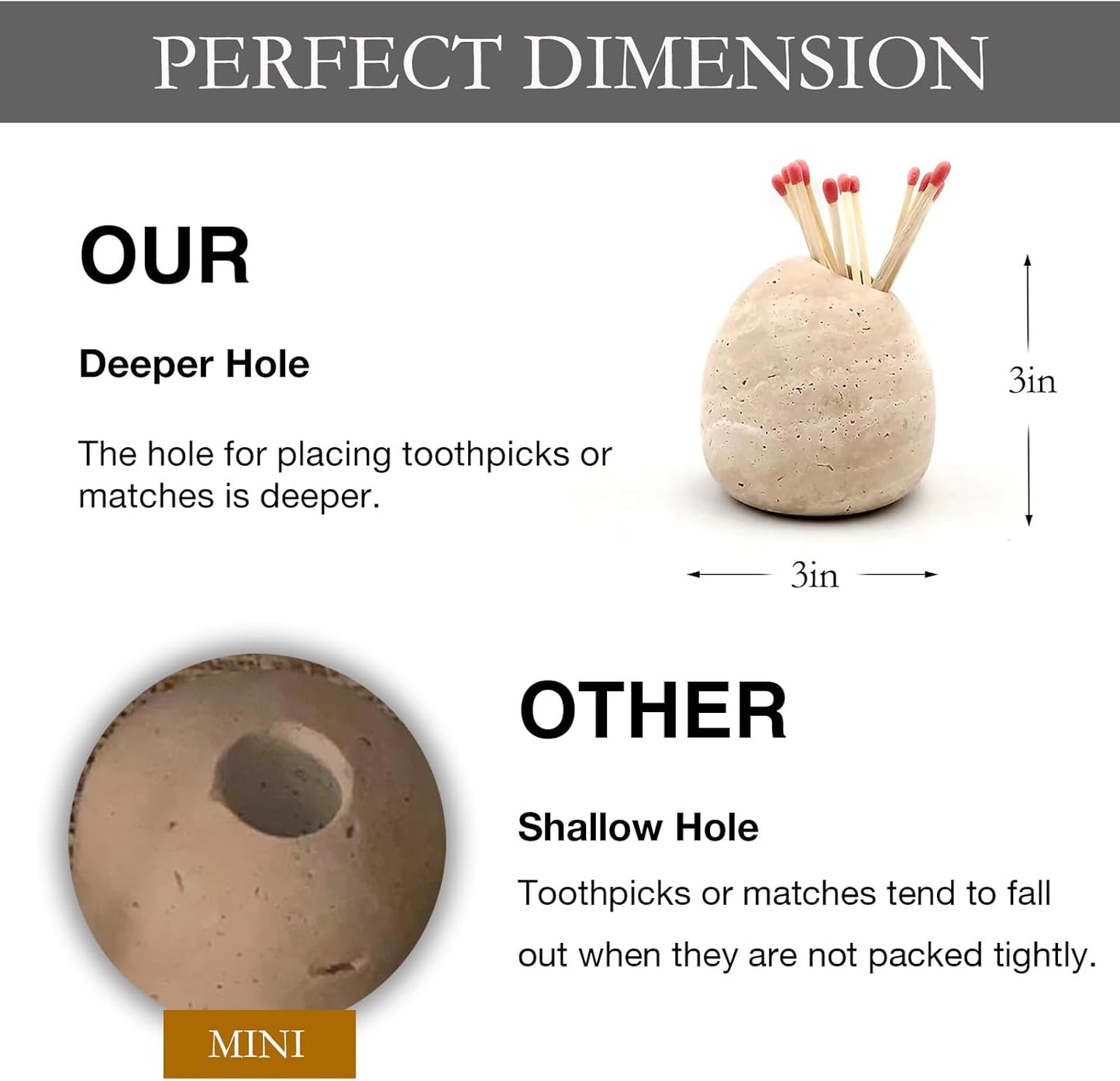 Travertine Match Holder