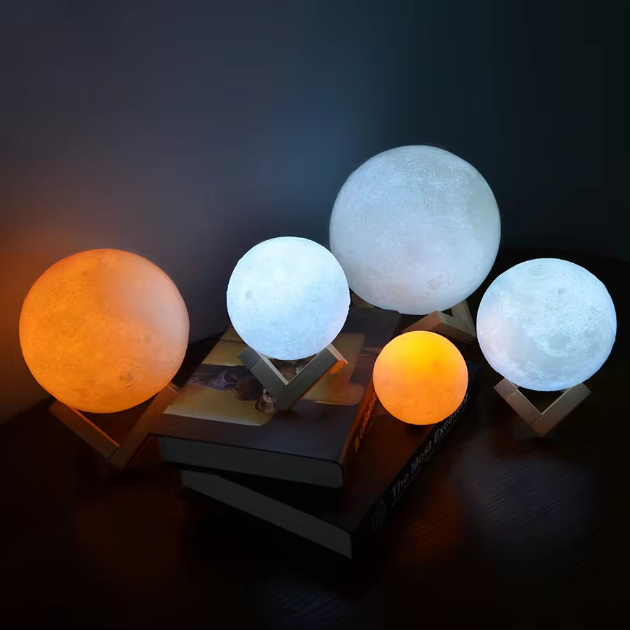 Rechargeable Moon Lamp LED Night Light Creative Touch Switch Moon Light for Bedroom Decoration
