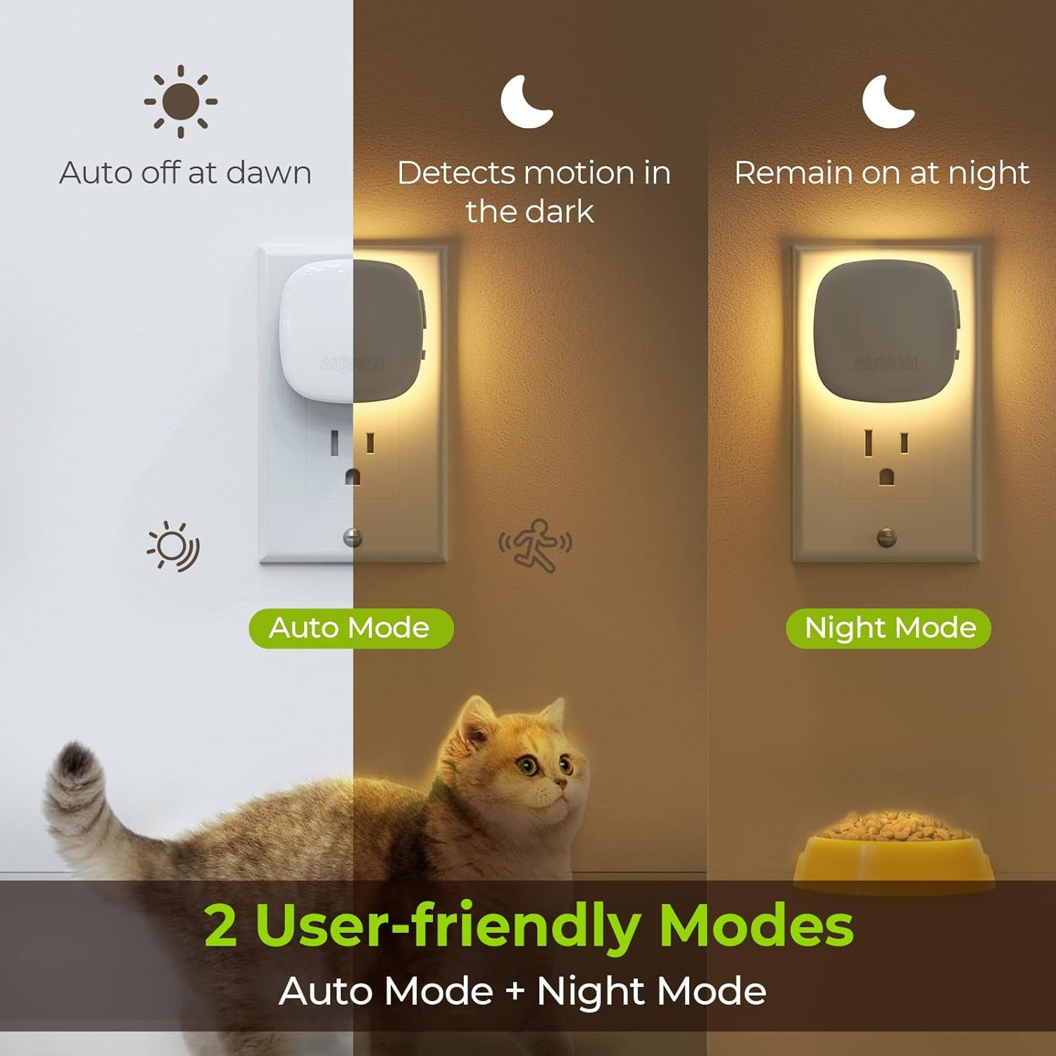 AUVON Backlit LED Night Lights – 4 Pack