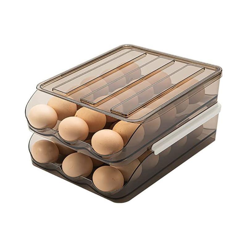 Homewinner Automatic Rolling Egg Holder for Fridge Eco-Friendly Clear Plastic Dispenser Stackable Organizer with Lid Holds up to 18 Eggs Bpa-Free