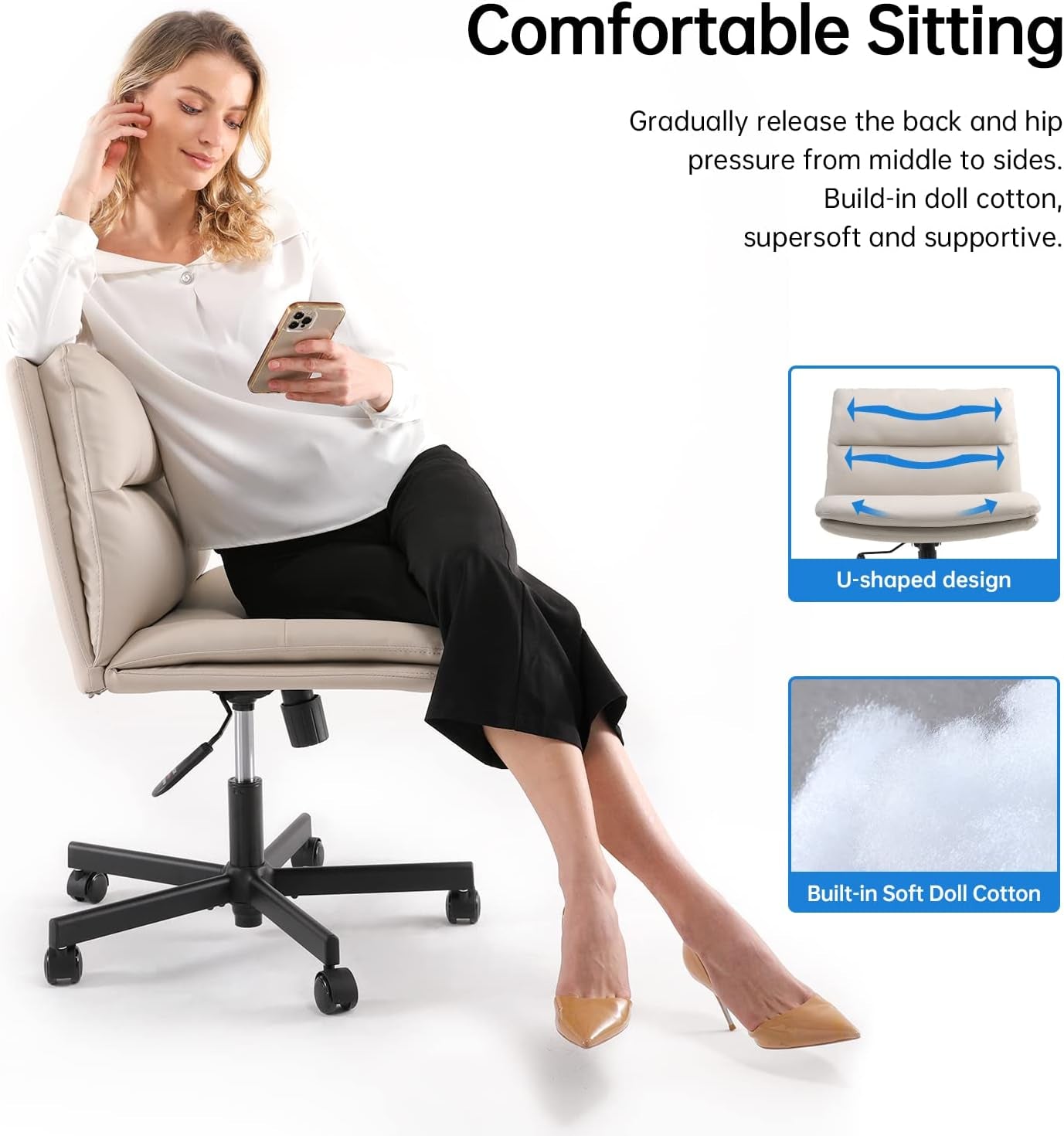 Criss Cross Armless Office Chair with Wheels