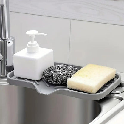 Versatile Silicone Kitchen Sponge Holder - Sink Pad & Drain Storage Tray for Sponges and Soap Bars