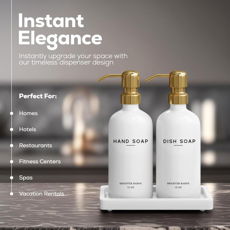Luxury Glass Hand and Dish Soap Dispenser Set by Brighter Barns