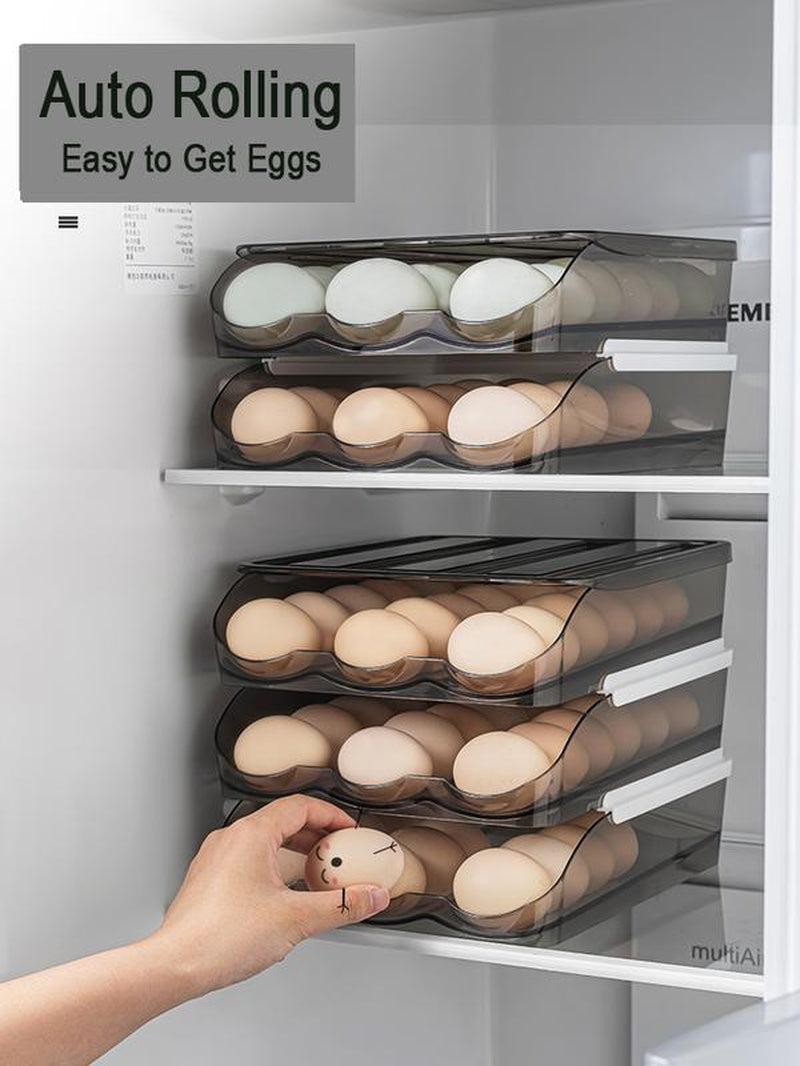 Homewinner Automatic Rolling Egg Holder for Fridge Eco-Friendly Clear Plastic Dispenser Stackable Organizer with Lid Holds up to 18 Eggs Bpa-Free
