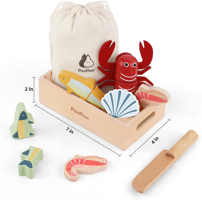 Wooden Seafood Play Food Set