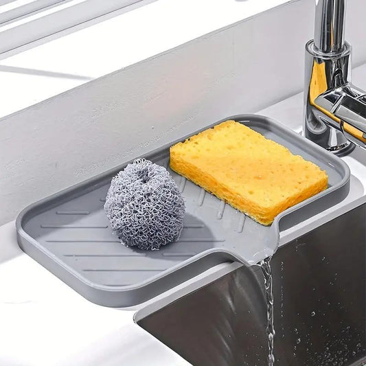 Versatile Silicone Kitchen Sponge Holder - Sink Pad & Drain Storage Tray for Sponges and Soap Bars