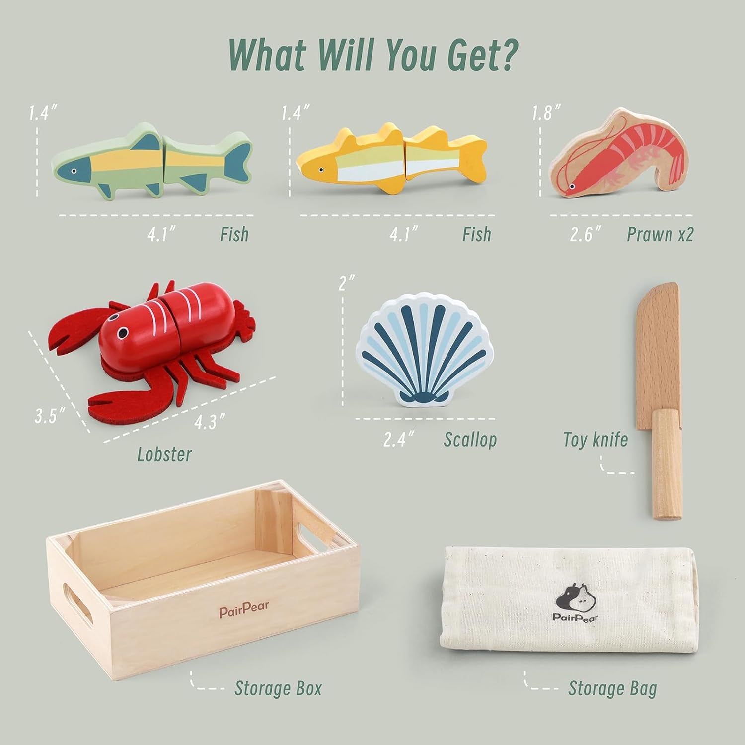Wooden Seafood Play Food Set