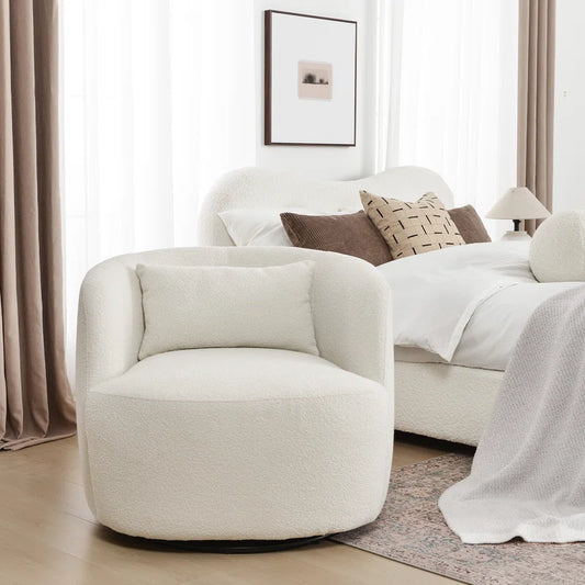 Sydney 34" Wide Boucle Upholstered Swivel Armchair