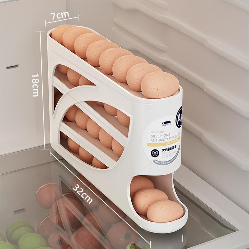 Maximize Your Fridge Space with the Four-Tier Plastic Automatic Egg Roller! 🥚✨
